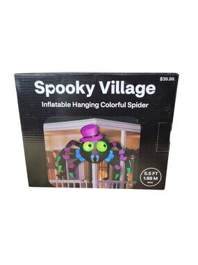 Spooky Village 5.5 Ft Inflatable Hanging Colorful Spider Halloween Decor New